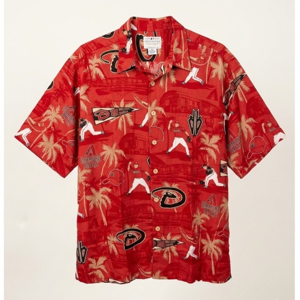 Reyn Spooner MLB Arizona Diamondbacks 2001 World Series Hawaiian Shirt XXL Red